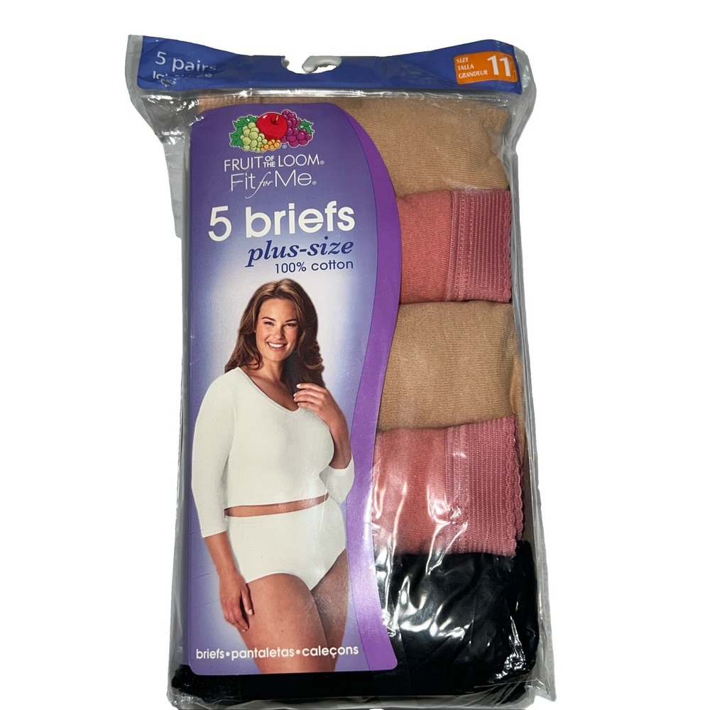 Vintage 2006 Fit for Me by Fruit of the Loom Women's Cotton Briefs 5-Pack Sz 11